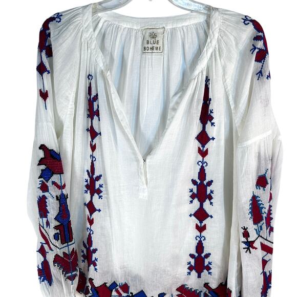 Blue Boheme Indian Cotton Moto Boho One Size Eclectic Whimsical Earthy - Picture 1 of 8
